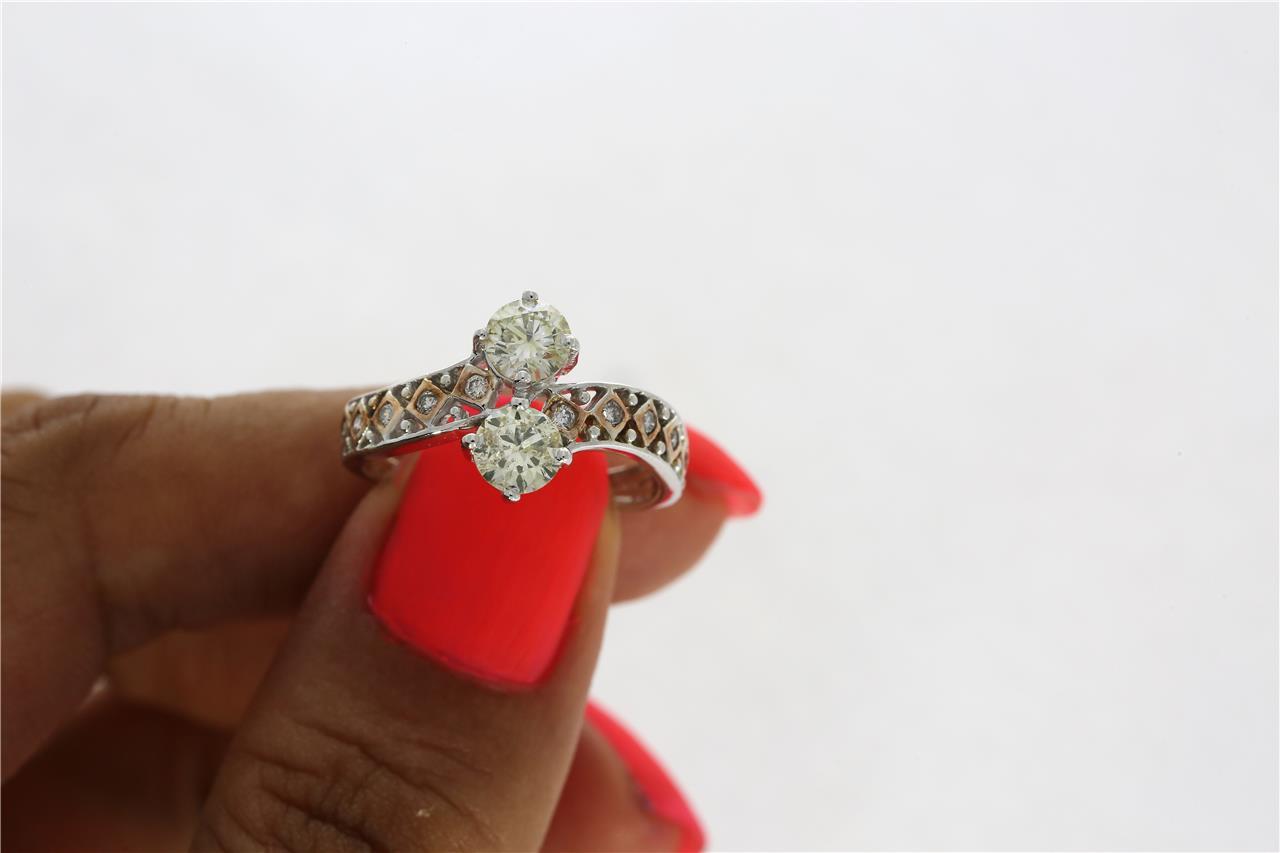 Designer Forever Us Two Stone Ring Round Diamond I1 G 1.15 Ct 14k Solid Gold