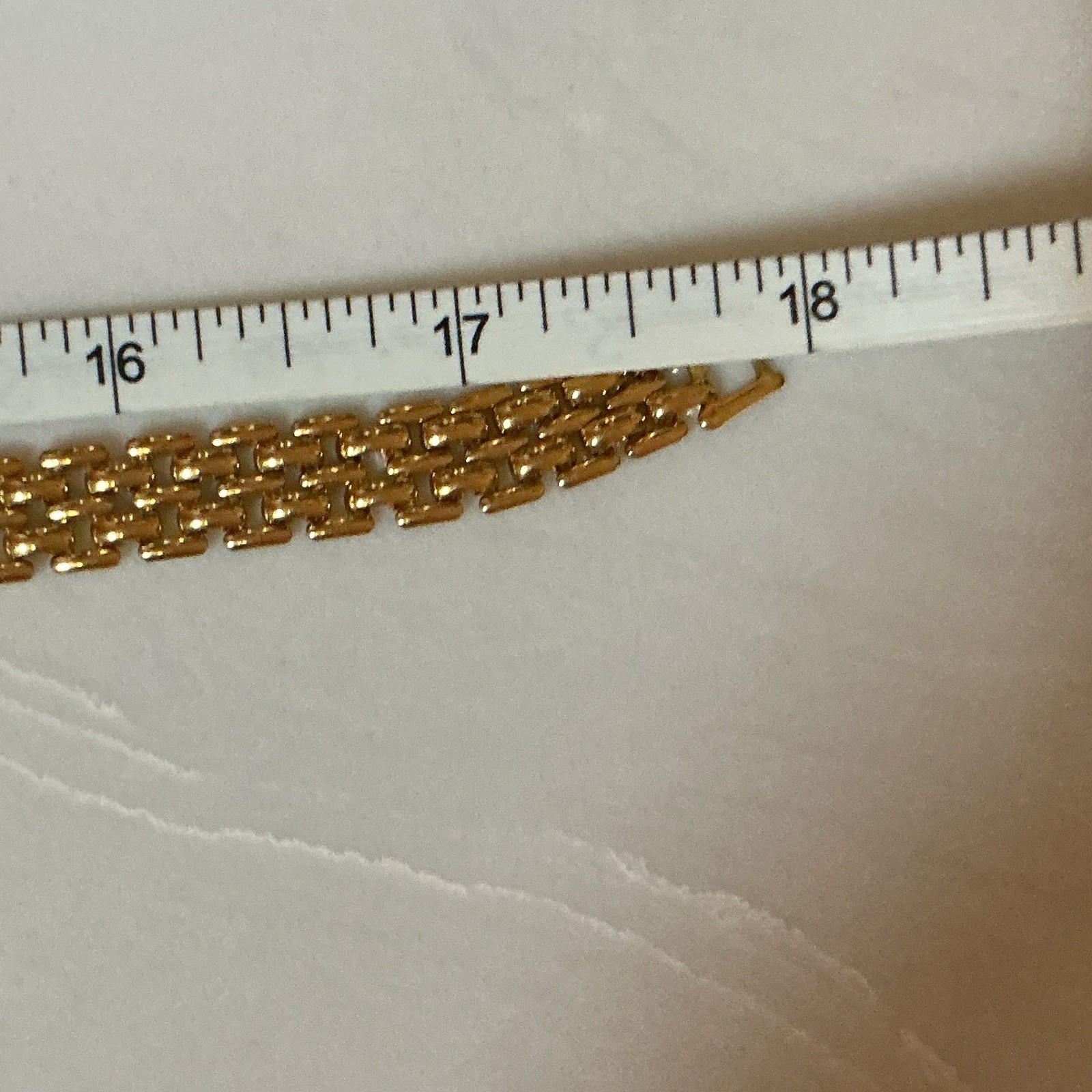 Gold Tone Multi-Row Link Chain Necklace Clear Crystal Pavé Swirl Box Clasp 18 in