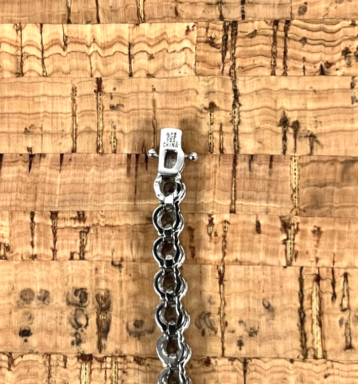 Fuzion Creations Signed FC 925 Sterling Silver Bezel Set CZ Tennis Bracelet 7.5″