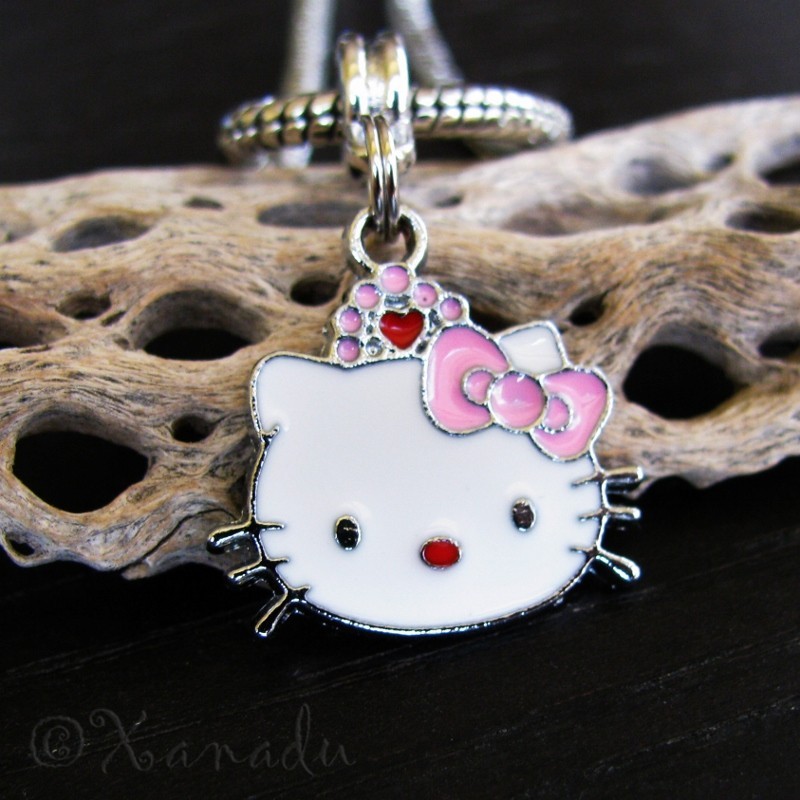 Pink Hello Kitty Princess European Charm Bracelet With Red Heart Crown Charm