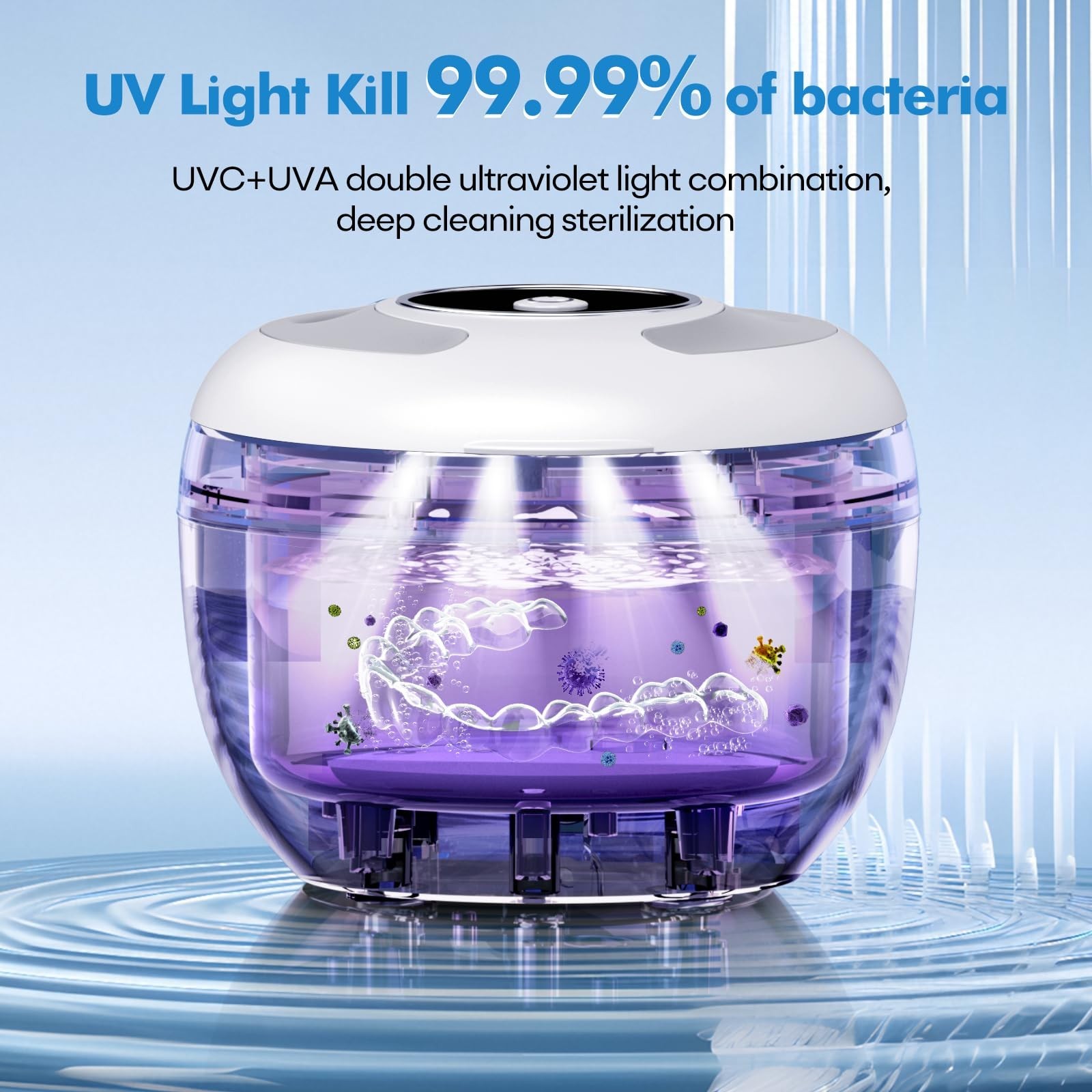 Ultrasonic Cleaner Machine 45kHz for Dentures, Braces, Aligners, Jewelry – 200ML