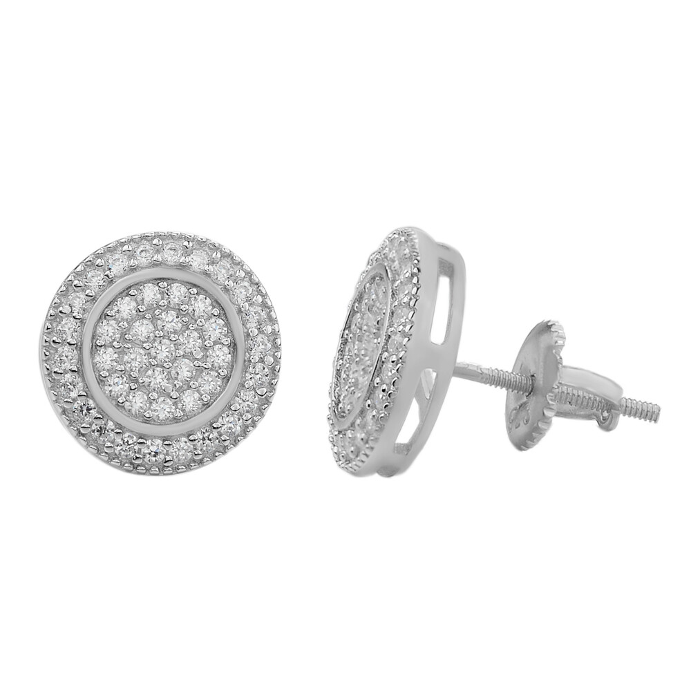 Real 925 Silver Iced Moissanite Hip Hop Men’s Earrings Studs Passes Tester