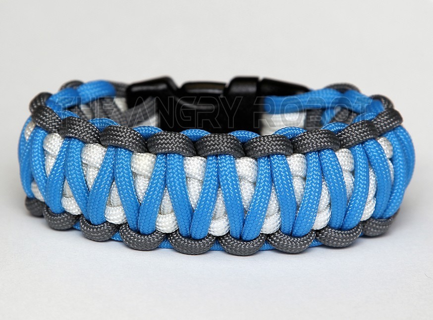550 Paracord Bracelet King Cobra – Black, Gray and Yellow – 200 colors to choose