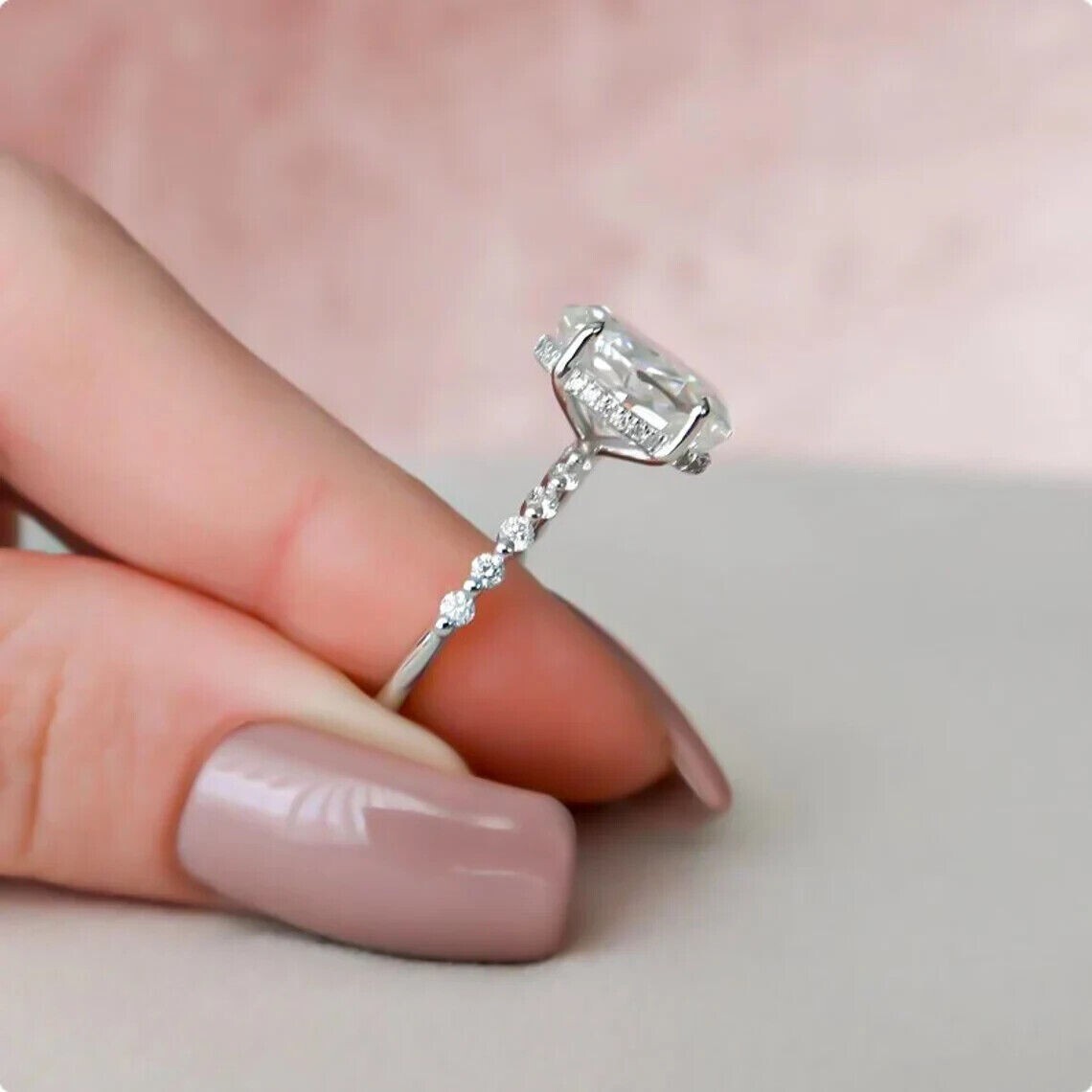 Oval Shape 2.25Ct Diamond White Gold Finish Engagement Ring Simulated Size 6.5