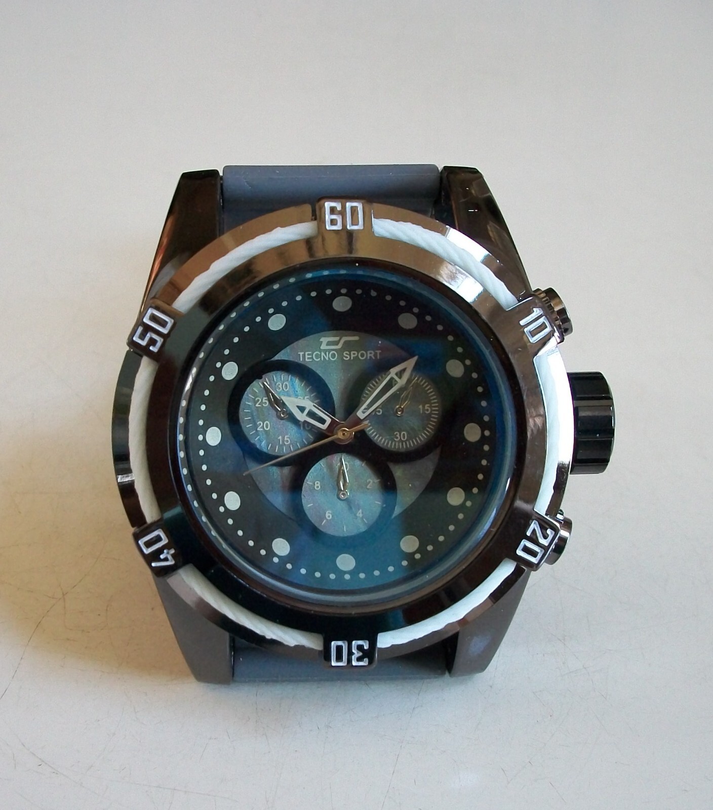 MEN’S TECNO SPORT HEMATITE, GRAY & GOLD SILICONE BAND HIP HOP FASHION WATCH