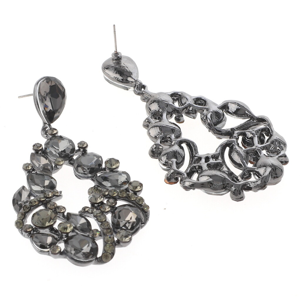 Gold Tone Metal Crystal Rhinestone Drop Post Earrings ER2529-HBD