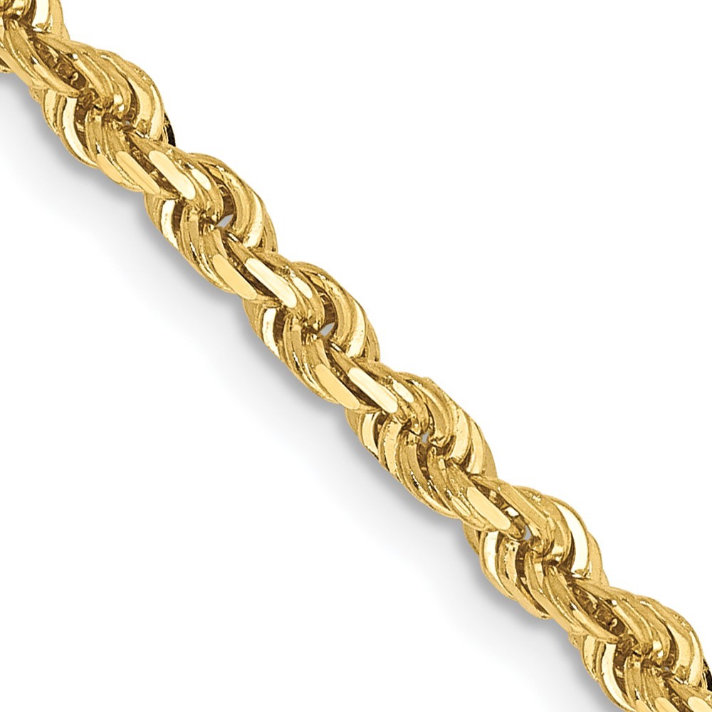 10K Yellow Gold 3mm Diamond Cut Quadruple Rope Chain; 22 inch