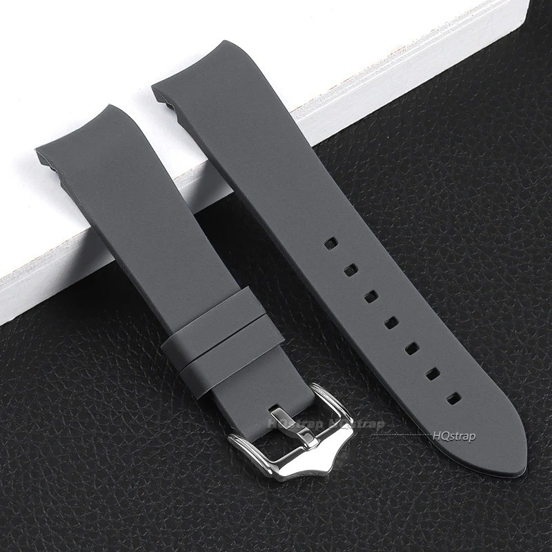 Curved End Silicone Bracelet Rubber Watch Band Strap Butterfly Clasp 18-24mm