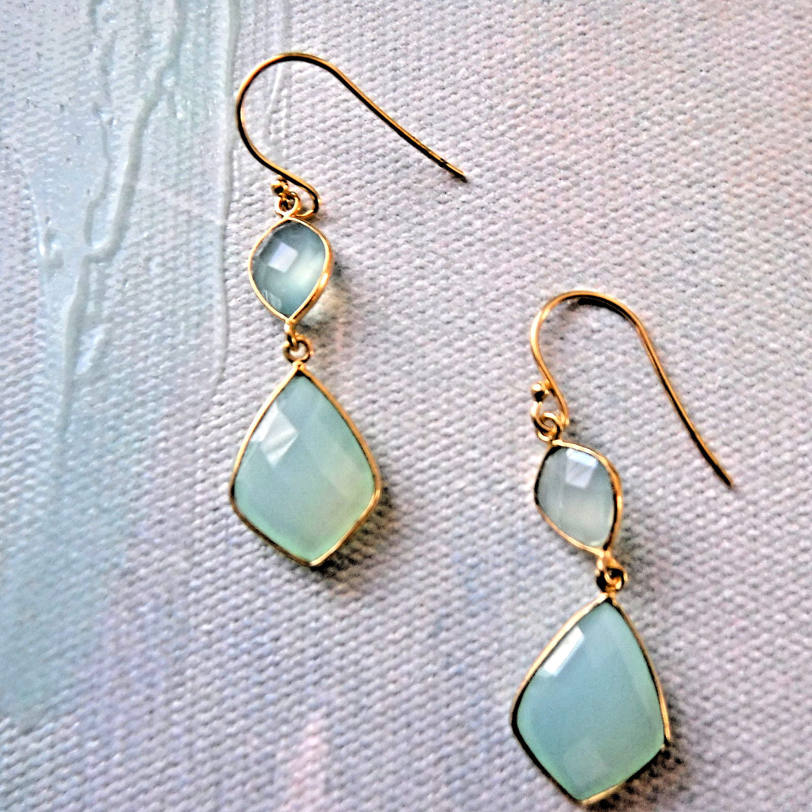 Argento Vivo Sterling Silver 925 Chalcedony Drop Earrings