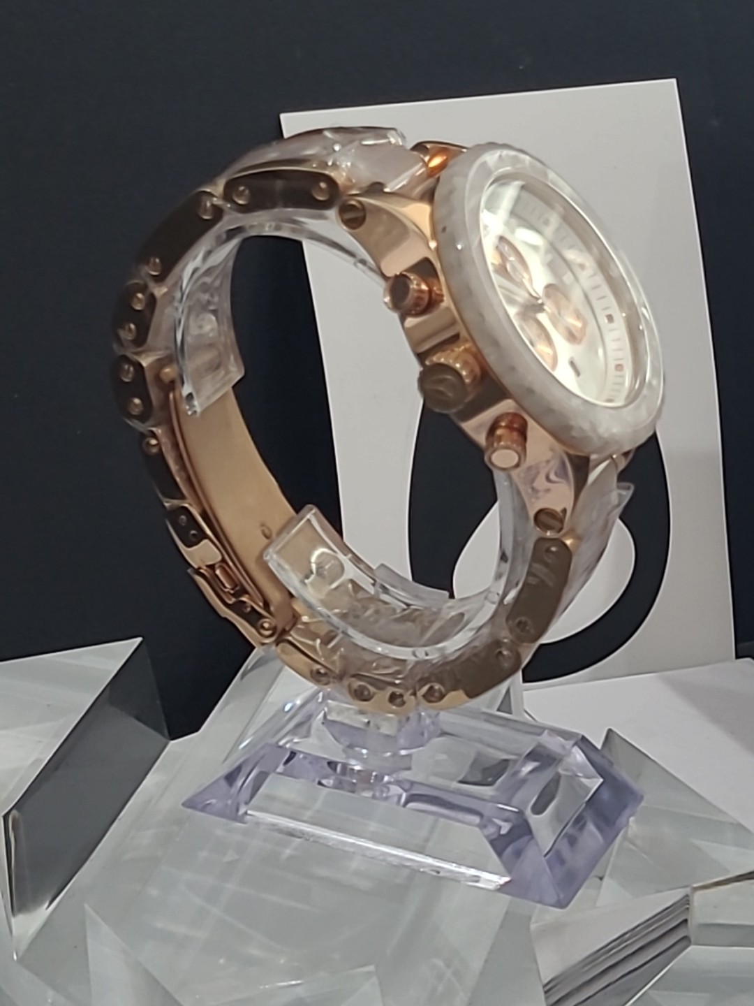 Brand NEW Nixon Watch Rose gold and White Granite 42-20 A037-1046 Chrono