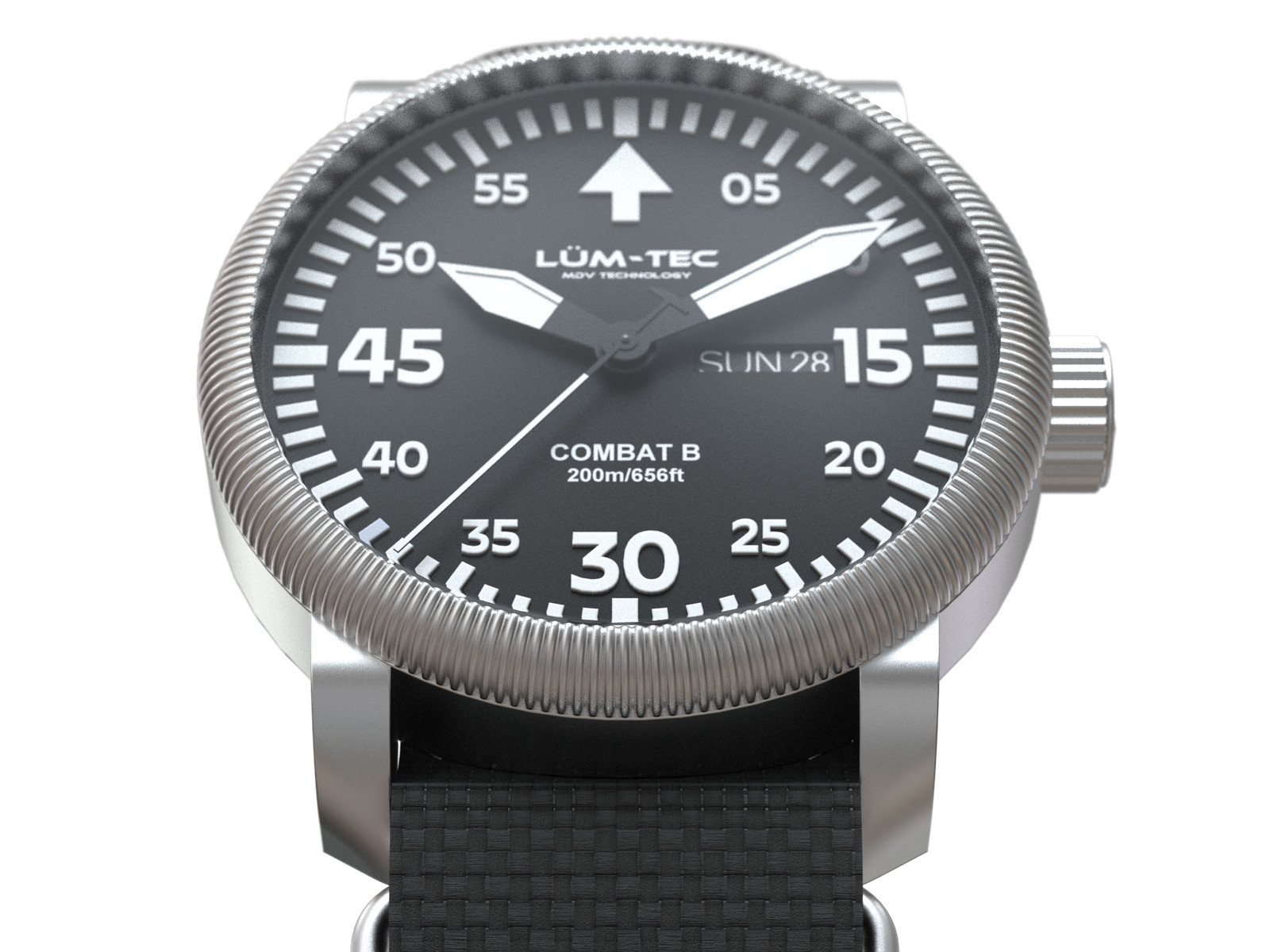 Lum-Tec Combat B67 Day/Date watch, 2-yrwarranty, USA Made, 2 straps, 43mm, NIB