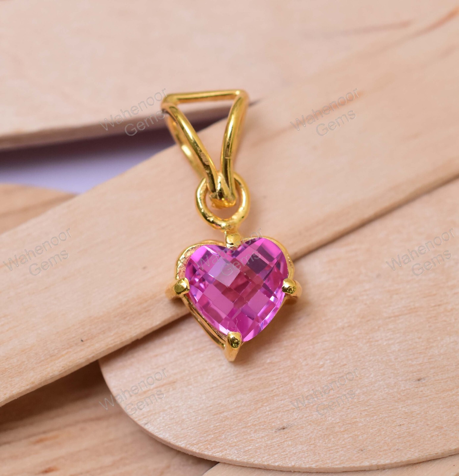 Pink Ruby Heart 7.50 mm 925 Sterling Silver Pendant Certified Anniversary Gift