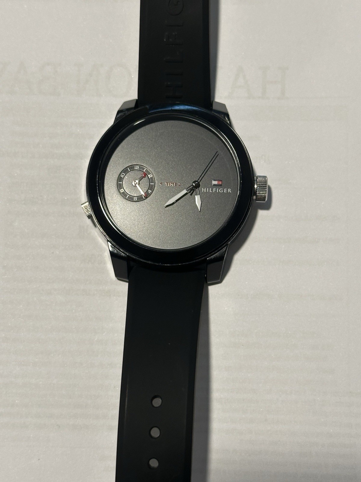Tommy Hilfiger “Denim” Dual-Time Sport Watch – Black + Silicone (Model 1791326)