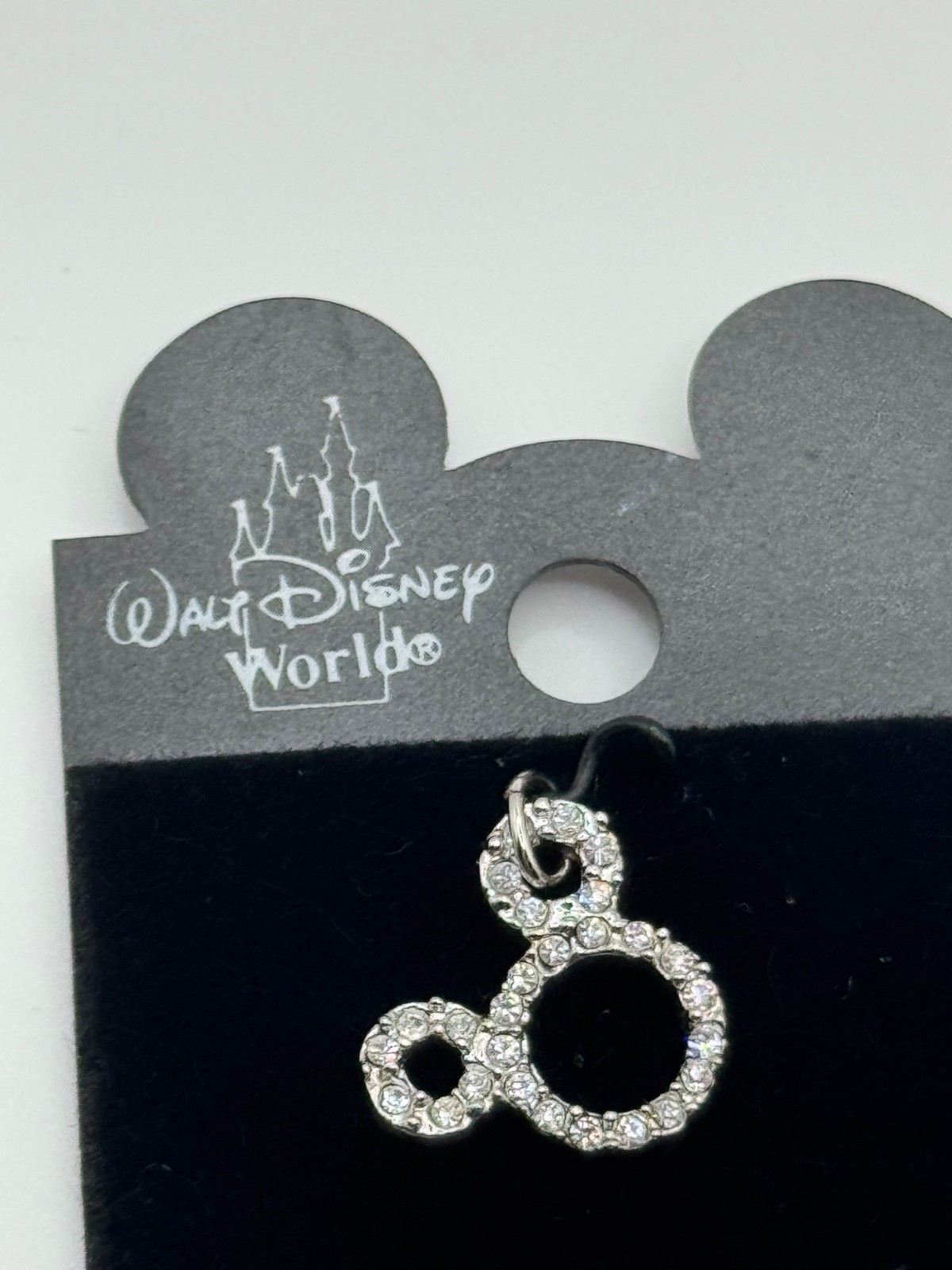 Disney Sterling Silver Mickey Mouse Outline Rhinestone Charm