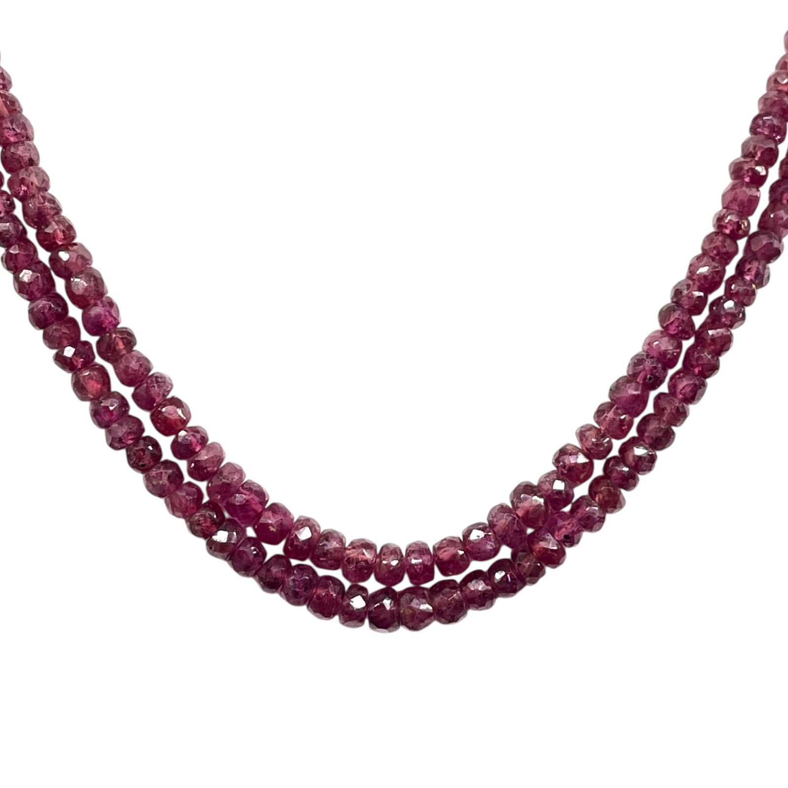 2 Strand Natural Mozambique Ruby Necklace 2.6-4.7mm Faceted Beads 925 Clasp