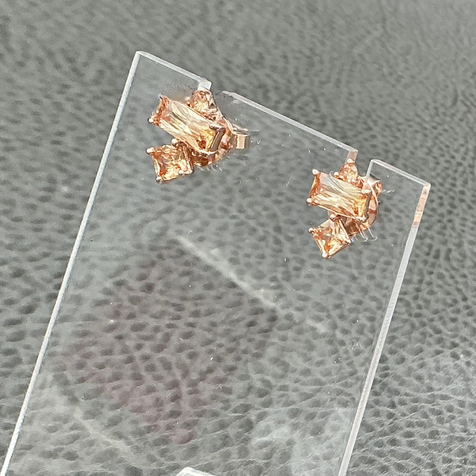 Bomb Party Earrings Gold Tone Champagne Crystal Stud Womens Asymmetrical Jewelry