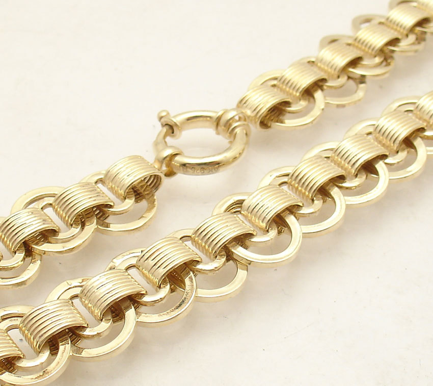 Technibond Connected Double Oval Link Necklace 14K Yellow Gold Plated Silver