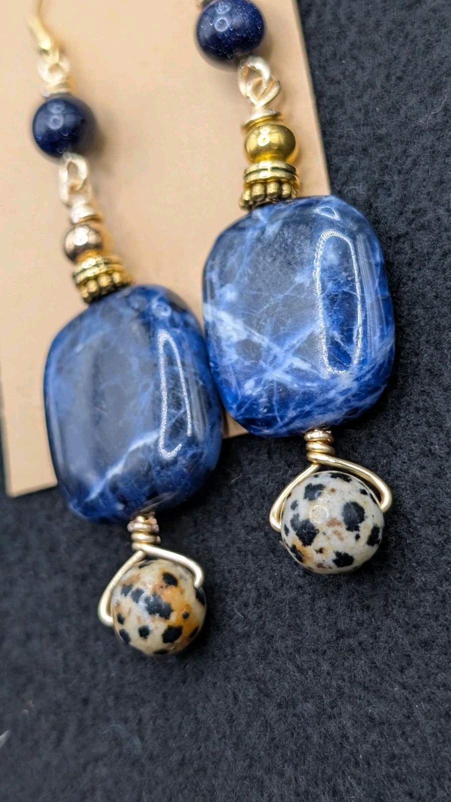 Women’s Artisan Stylish Boho Blue Beaded Drop Dangly Hook Earrings 💙🖤🩶🤍🤎