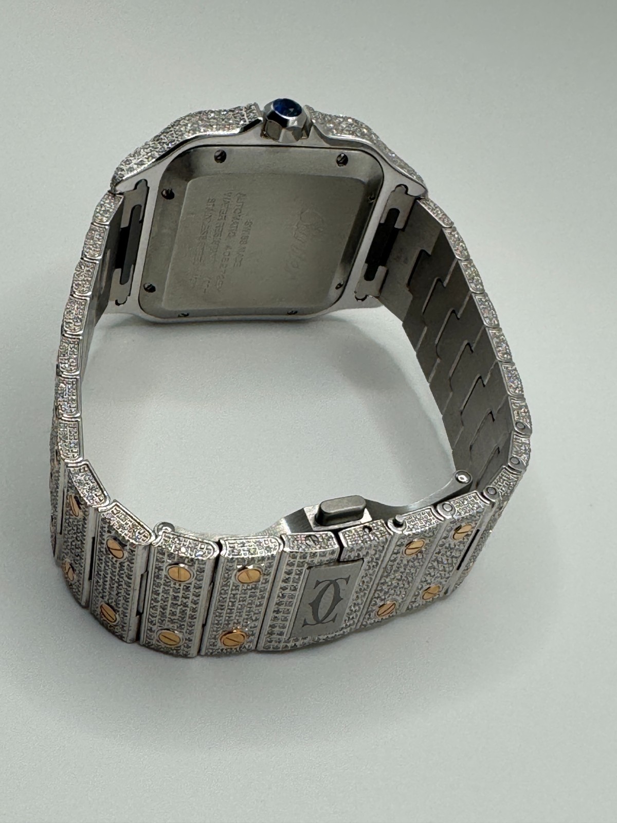 Cartier Santos Large Men’s 40mm Two Tone Iced 25ct Natural Diamonds