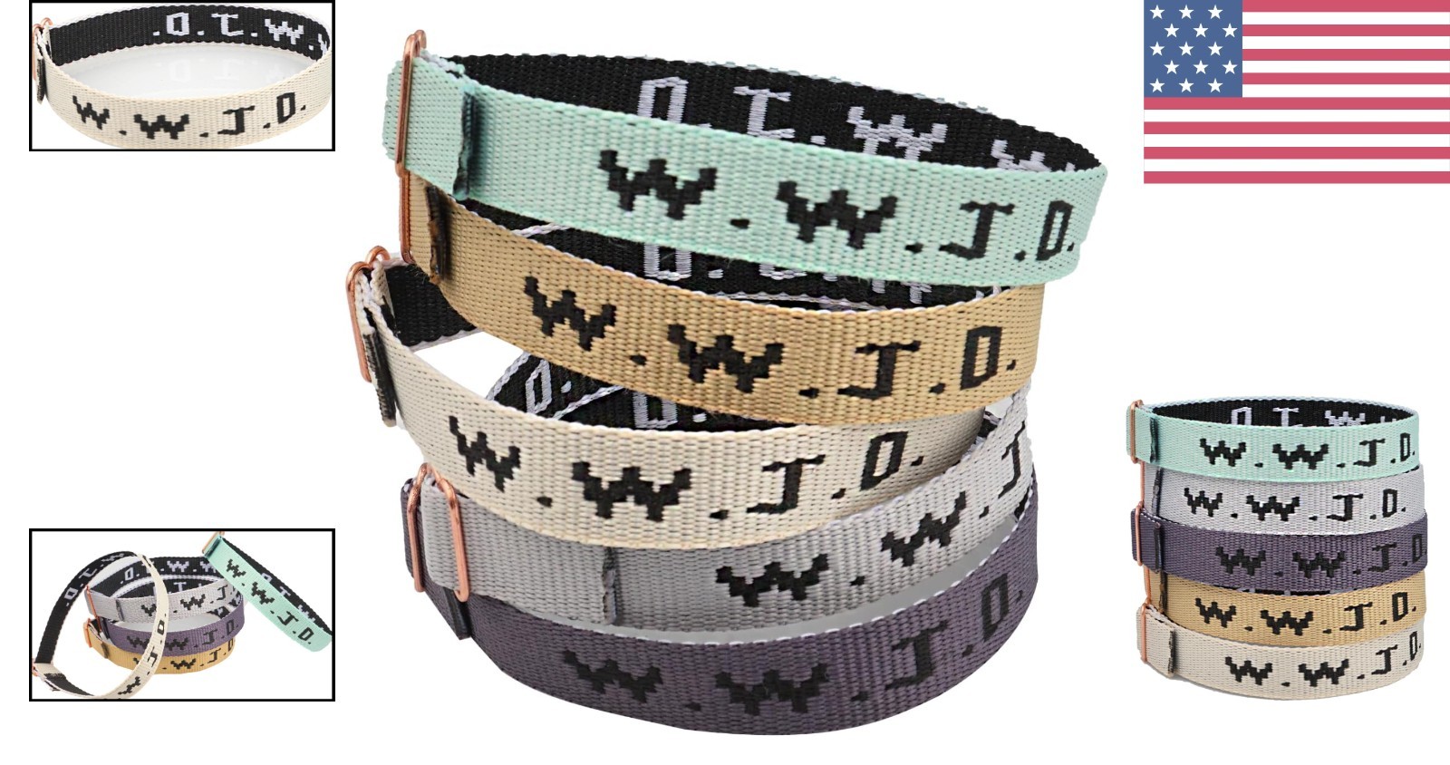 WWJD Colorful Woven Bracelets – 5 Adjustable Christian Wristbands for All Ages