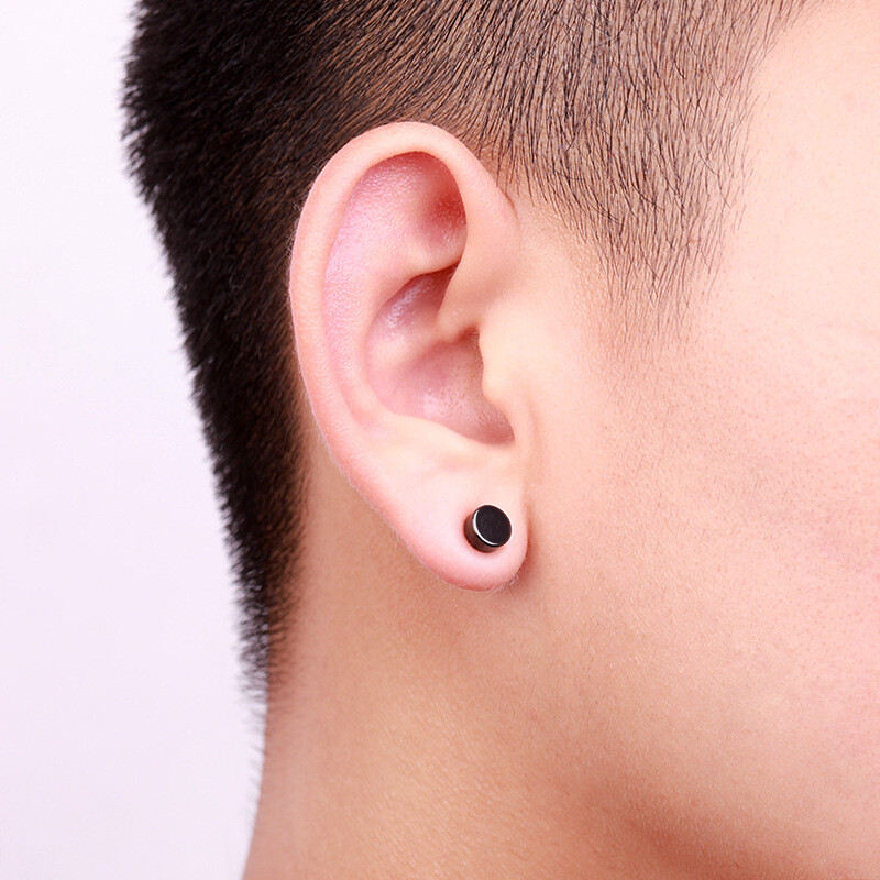Men Women Stainless Steel Stud Earrings Magnetic Ear Plugs Non-Piercing Clip On