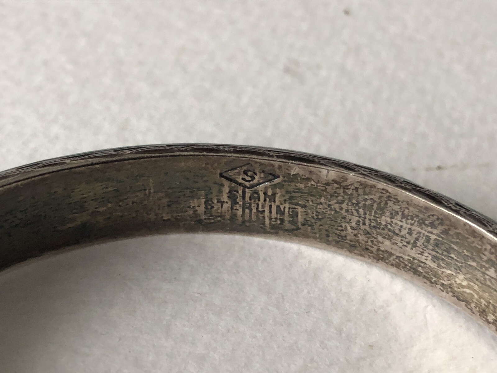 Vintage Siam Sterling Silver Green Enamel Bangle Bracelet With Safety Chain