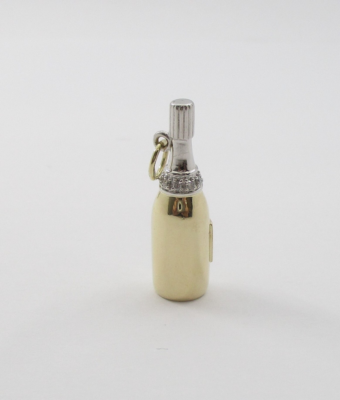 0.23CTW Diamond 14 Karat Two Tone Gold Champagne Bottle Charm Pendant