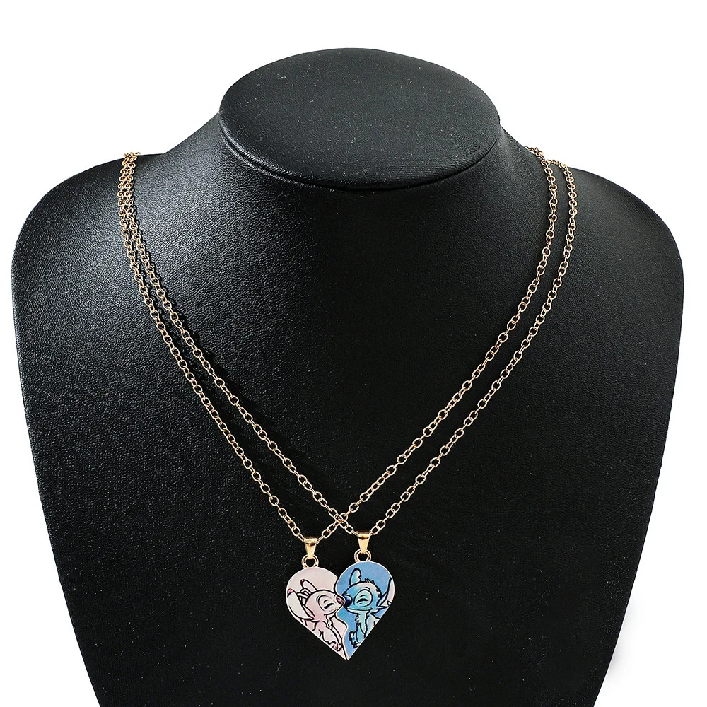 Disney Stitch Angel Couple Necklace Pendant Jewelry Gift for Couple Birthday