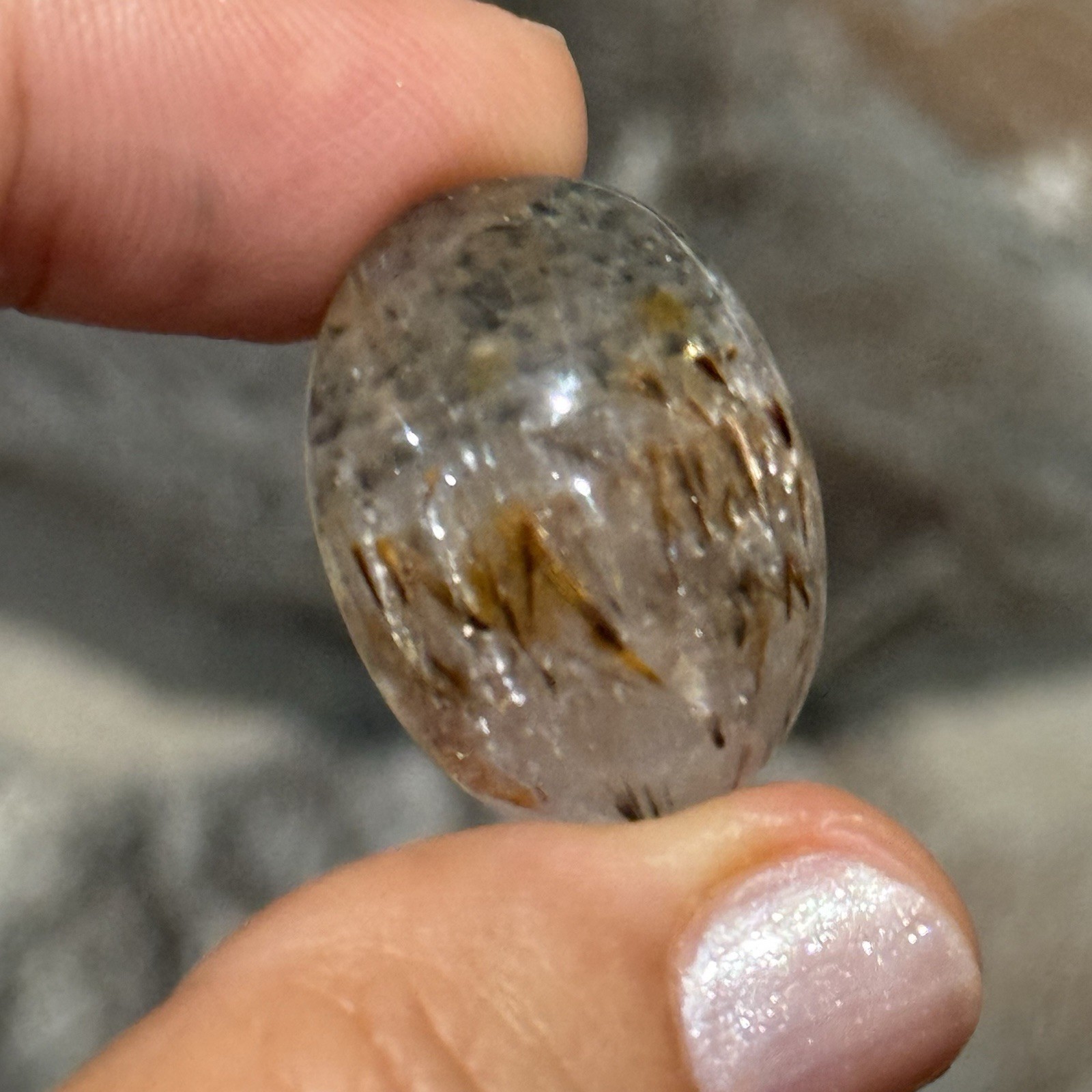 35ct 25.5x19x9.5mm Smooth Oval Cacoxenite Cabochon High Dome Power Stone