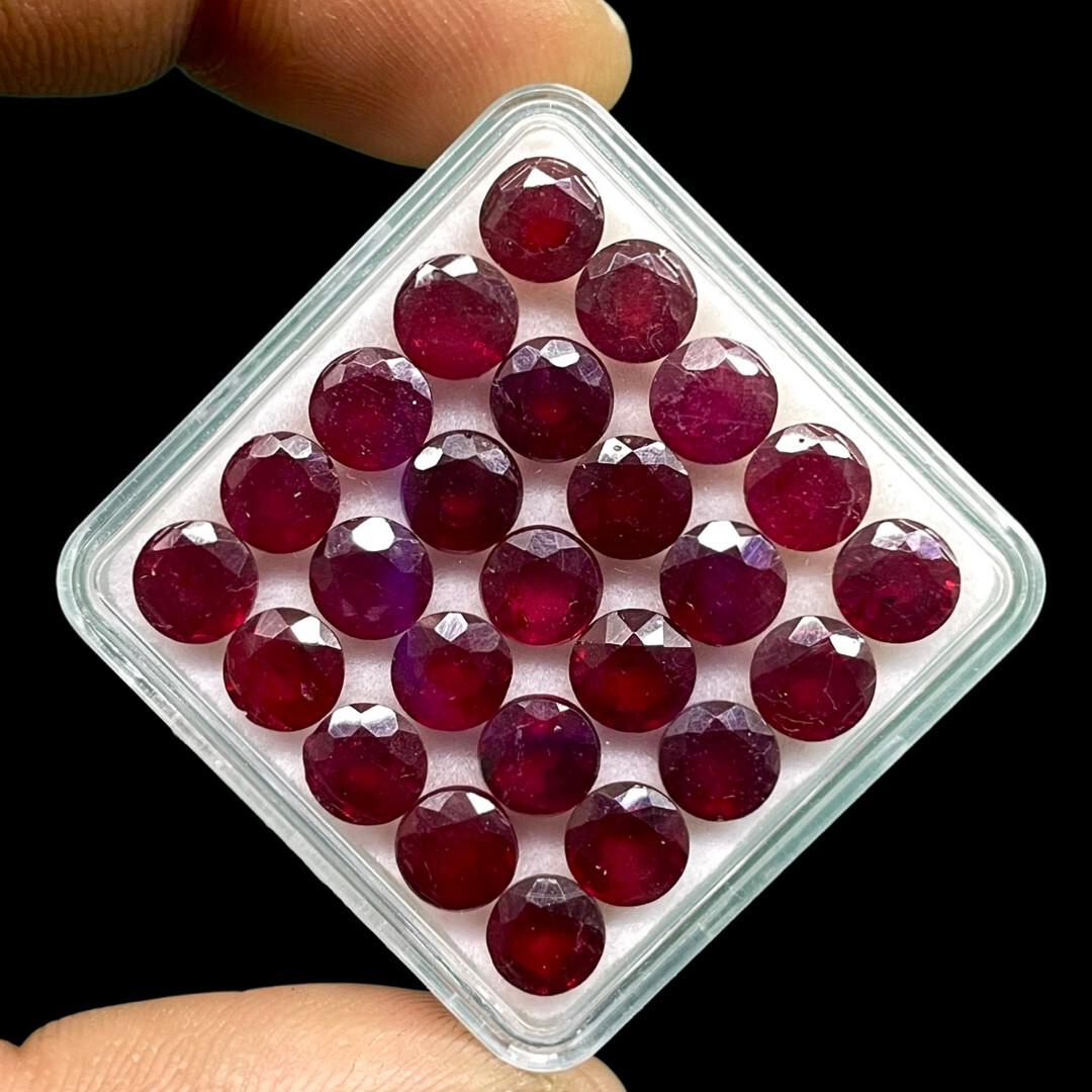 6 Pcs Natural Ruby 6mm Round Cut Rich Red Loose Gemstones Wholesale Lot