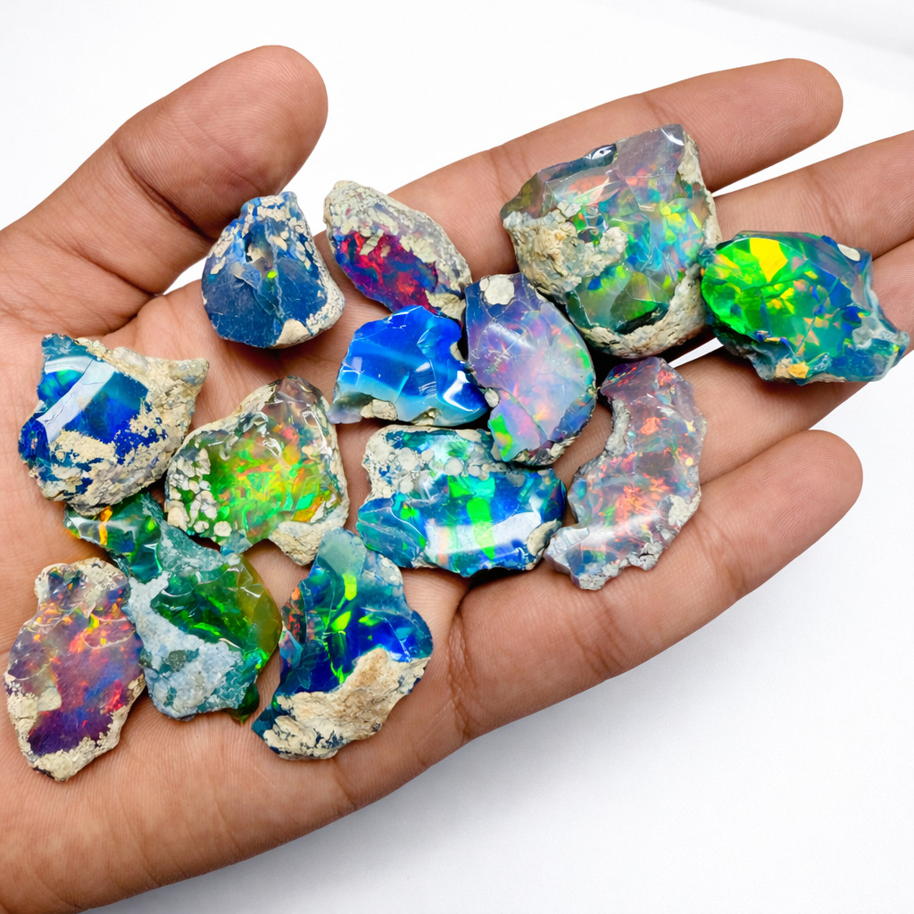 100 Cts Lot, Natural Ethiopian bkack fire raw opals Jumbo size lot top cut grade