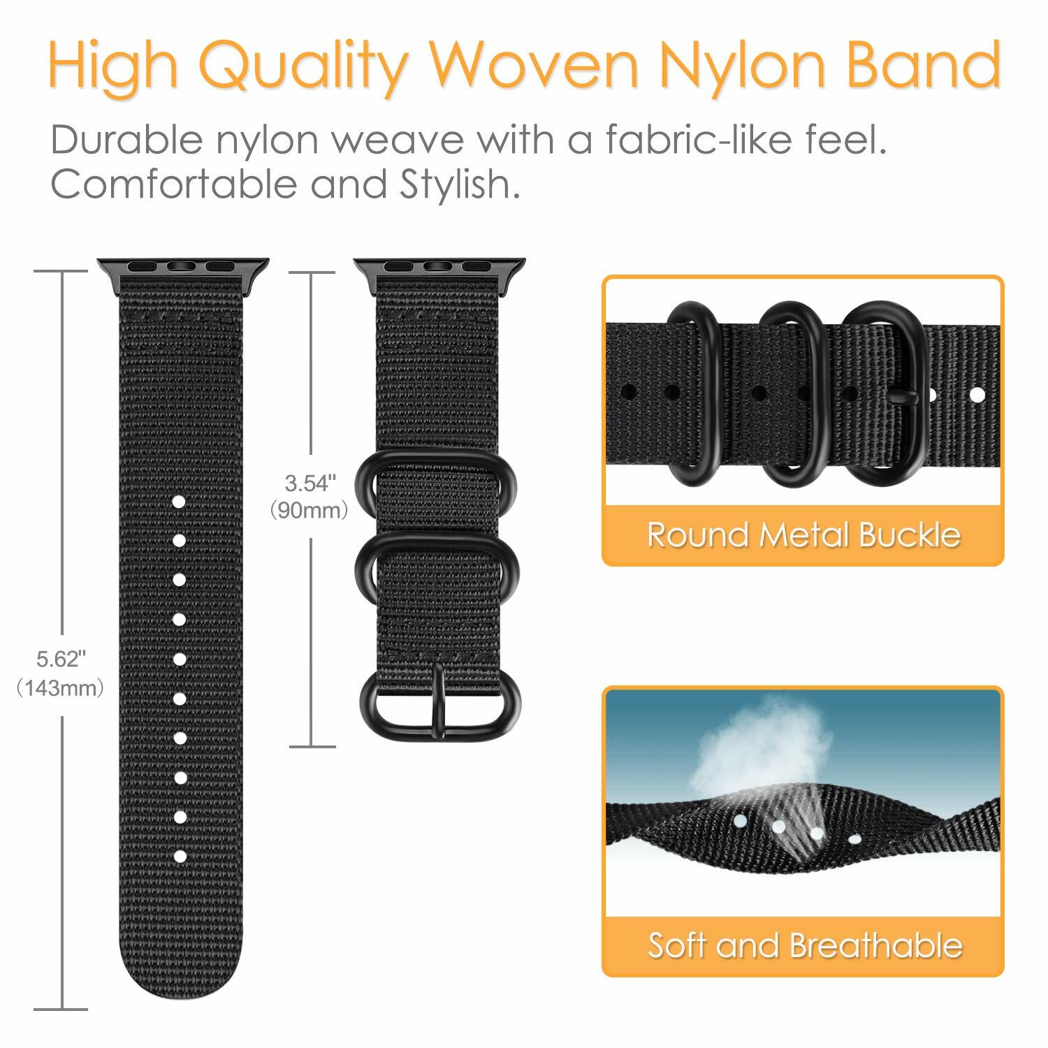 Nylon Canvas Band Bracelet For Apple Watch 5 4 3 2 1 iWatch Strap 42/44mm