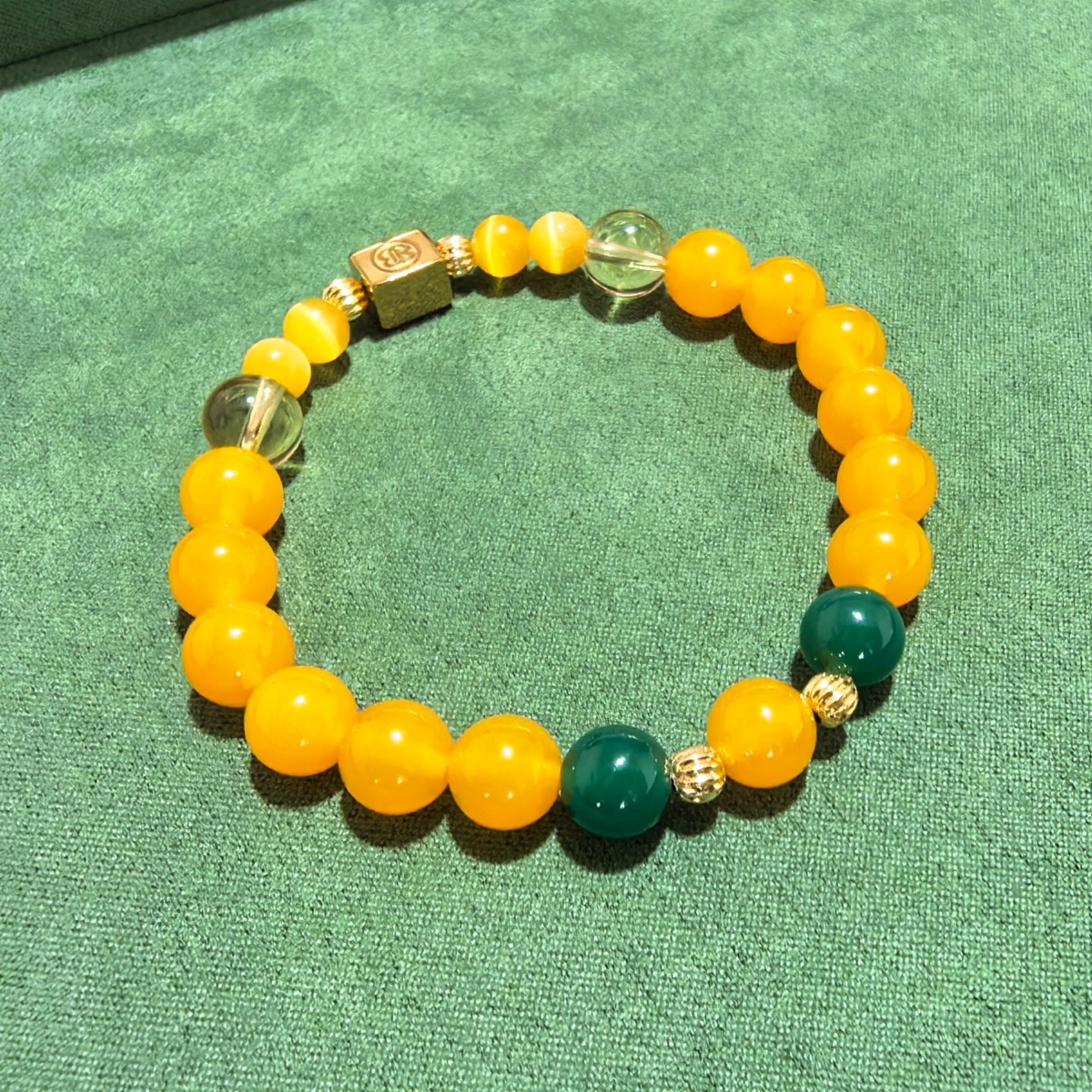 Custom Engraved Bracelet Yellow Agate Citrine Beads Wealth luck Jewelry Her Gift