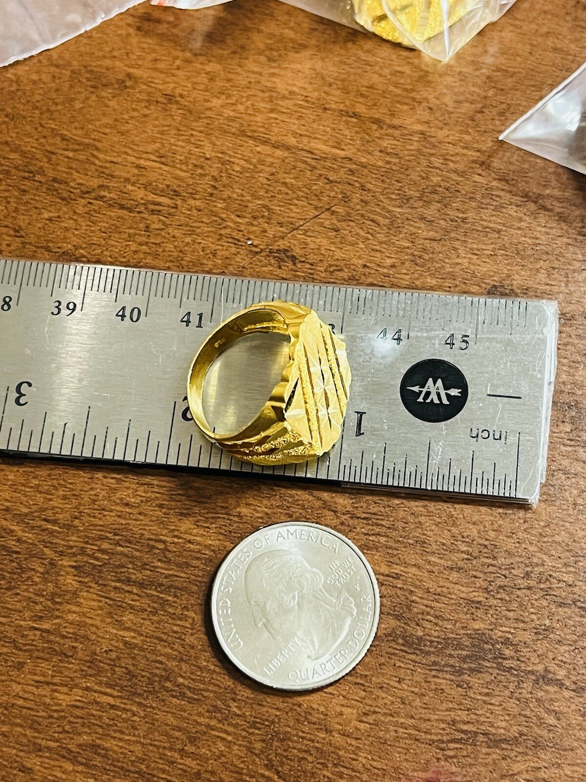 Solid 22C 22K 916 RING Gold Real Gold Mens Women’s 8.5”- 9” 16mm 9.32g