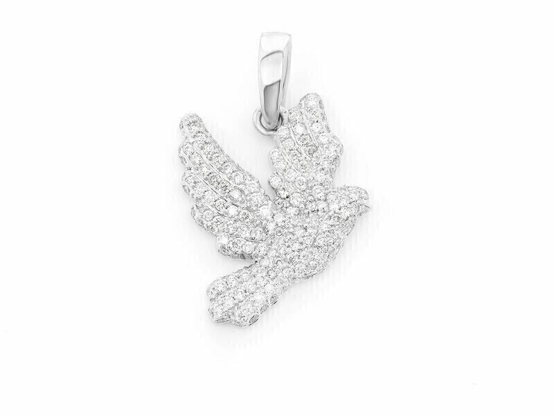 Round Cut Simulated Diamond Women’s Stunning Bird Pendant 14k White Gold Plated