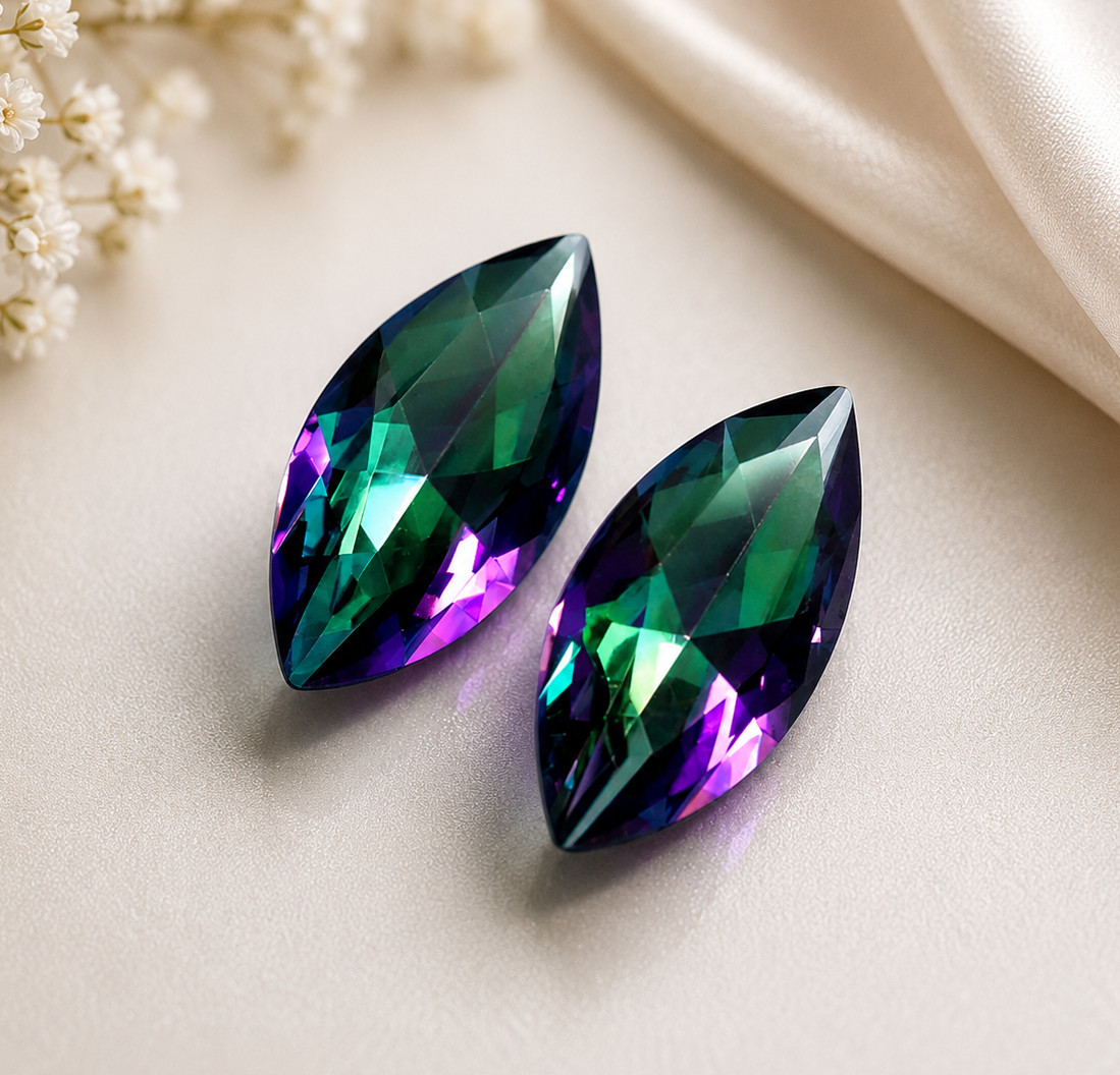 Natural Brazilian Alexandrite Pair | Marquise Cut | Color Change | Certified 2CT