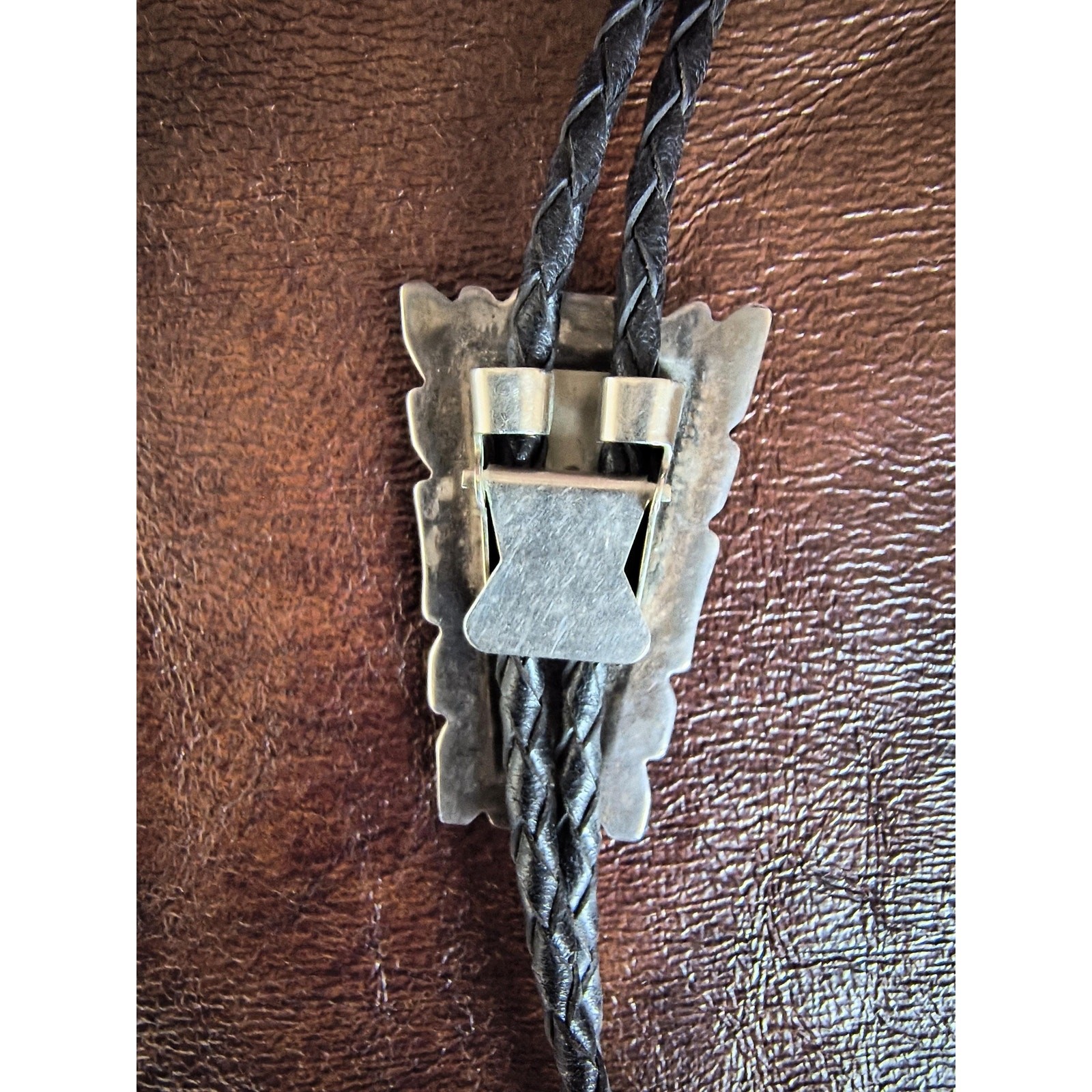 Old Sterling Silver Inlay Bolo Tie – Turquoise, Onyx, MOP & Spiny Oyster