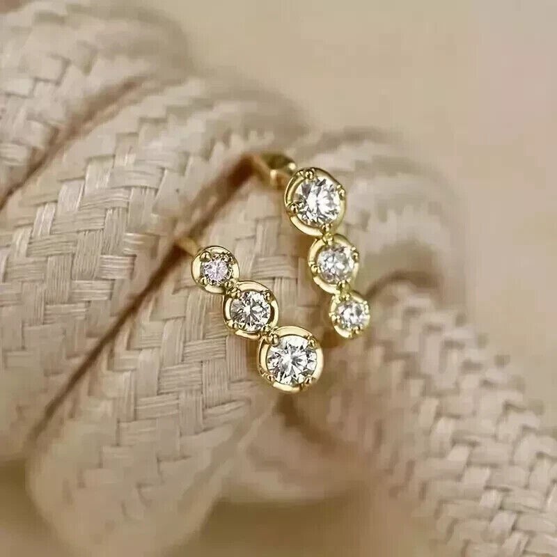 2Ct Round Cut Simulated Diamond Women’s Hoop Earrings 14K Yellow Gold Finish