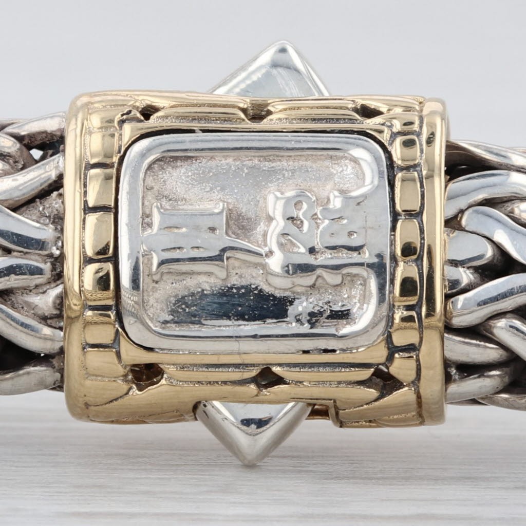 John Hardy Classic Woven Wheat Chain Bracelet Sterling Silver 18k Gold 7.72″