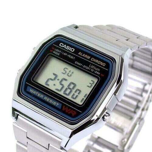 CASIO Men’s Watch A-158W Digital Silver Alarm Micro Light – NEW – Warranty –