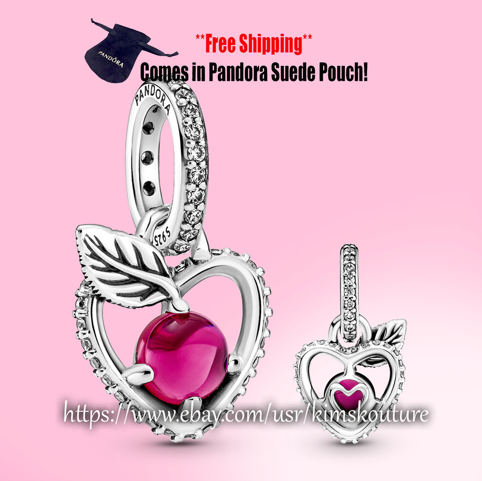 Authentic Sterling Silver Snow White Apple Pendant 399553C01 Charm
