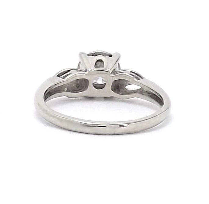 Palladium Round Natural Diamond Engagement Ring Illusion Set Vintage