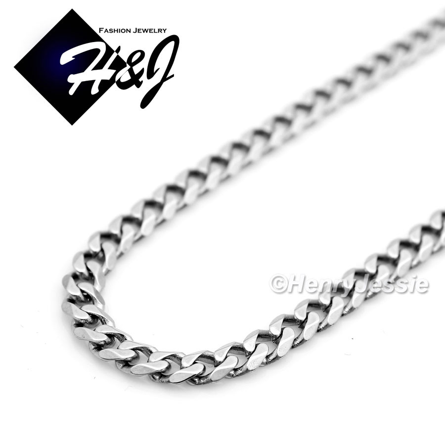 18-36″Stainless Steel 3mm Silver Cuban Curb Chain Necklace Plain Cross Pendant*P