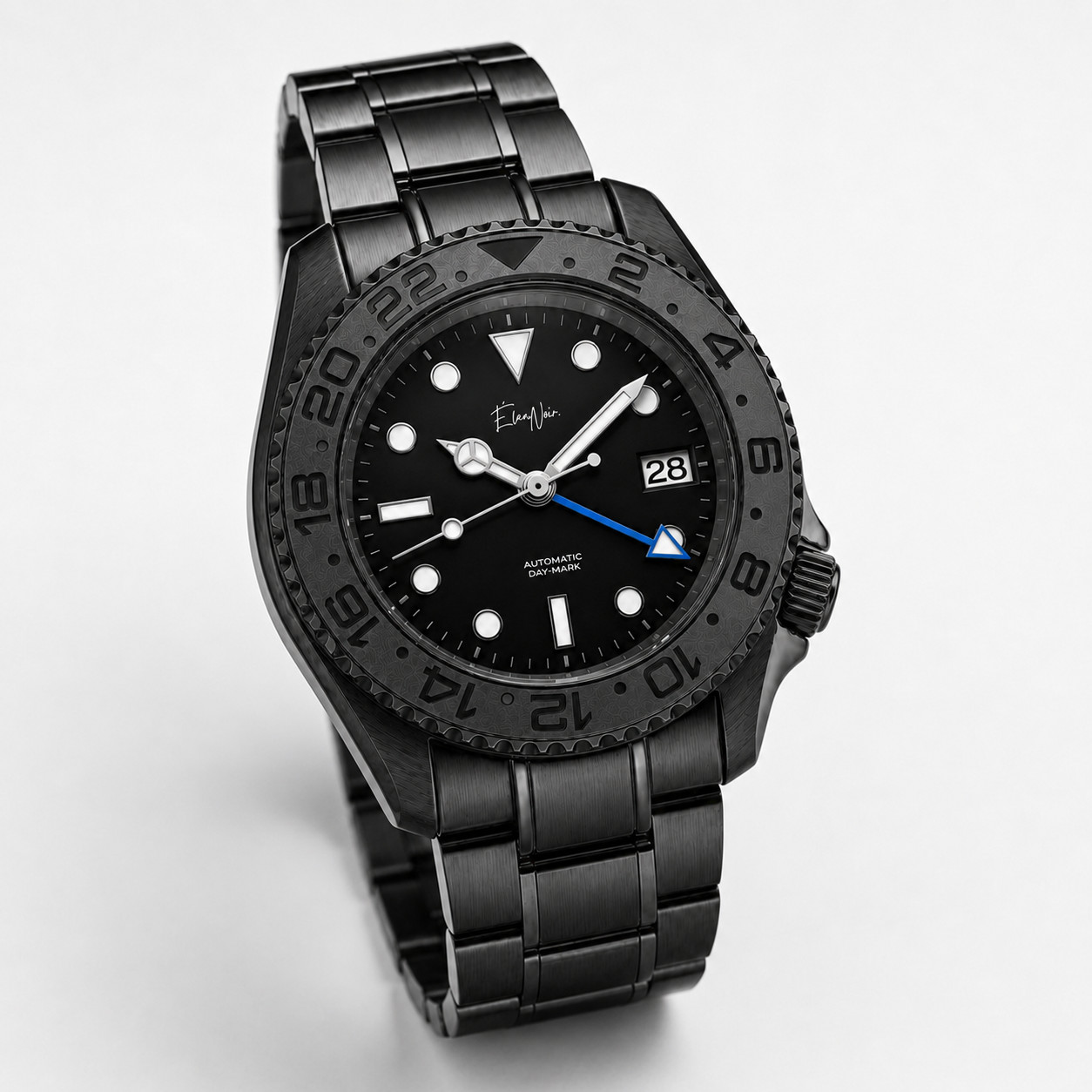 Élan Noir Automatic Day Date BLACK OUT/BLUE – 1 OF 1 CUSTOM WATCH EXTRELY RARE