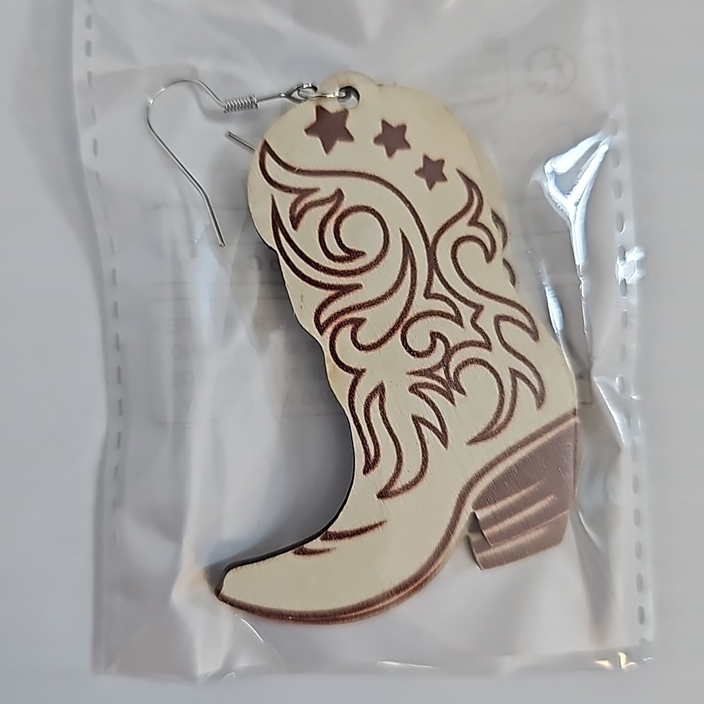 Boots Wooden 2.25″x2″ Dangle Hook Earrings Cowgirl Western Rodeo 5 Shades NEW