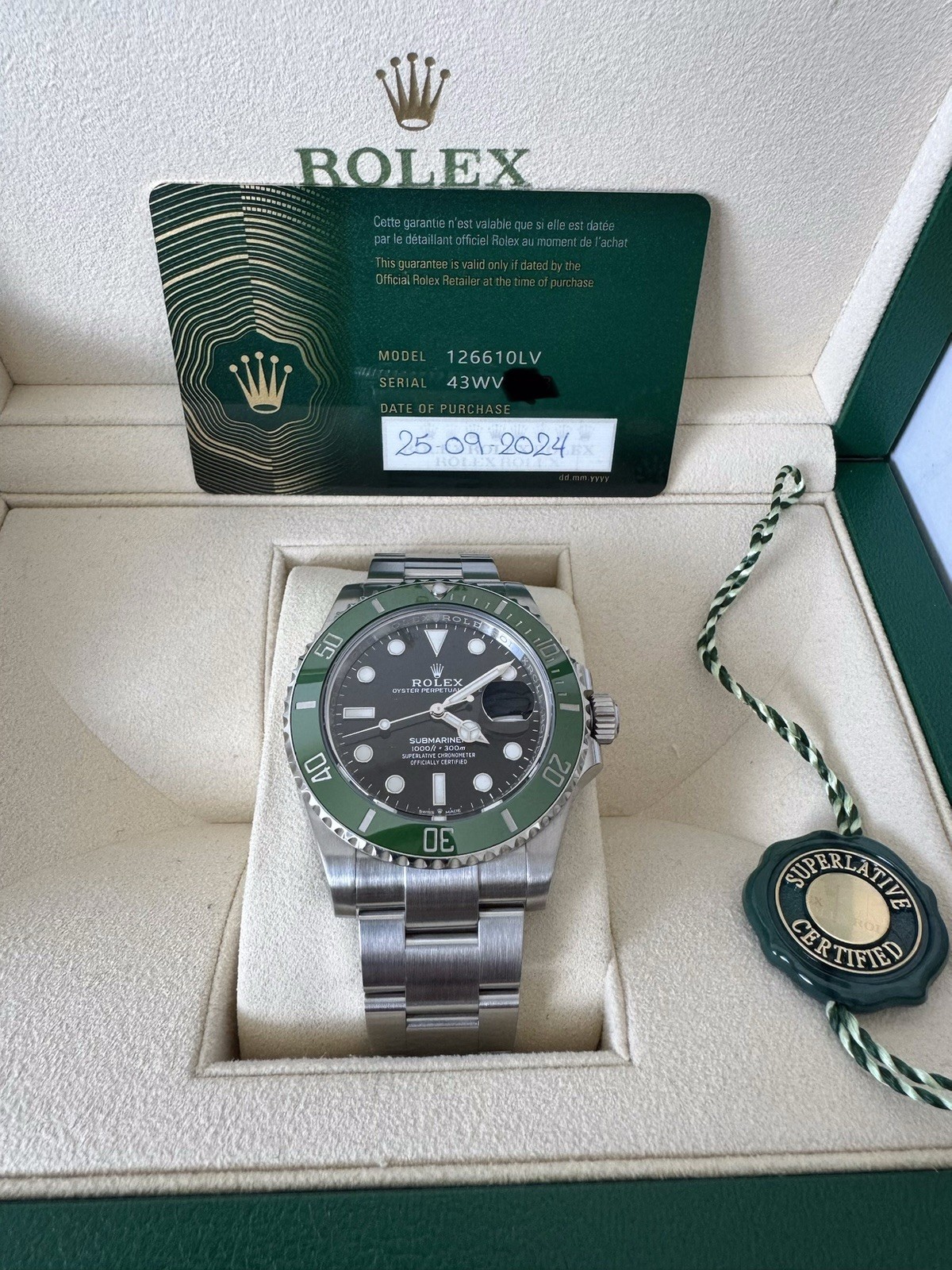 2024 Rolex Submariner Date 126610LV “Starbucks 41mm Green Bezel Black Dial