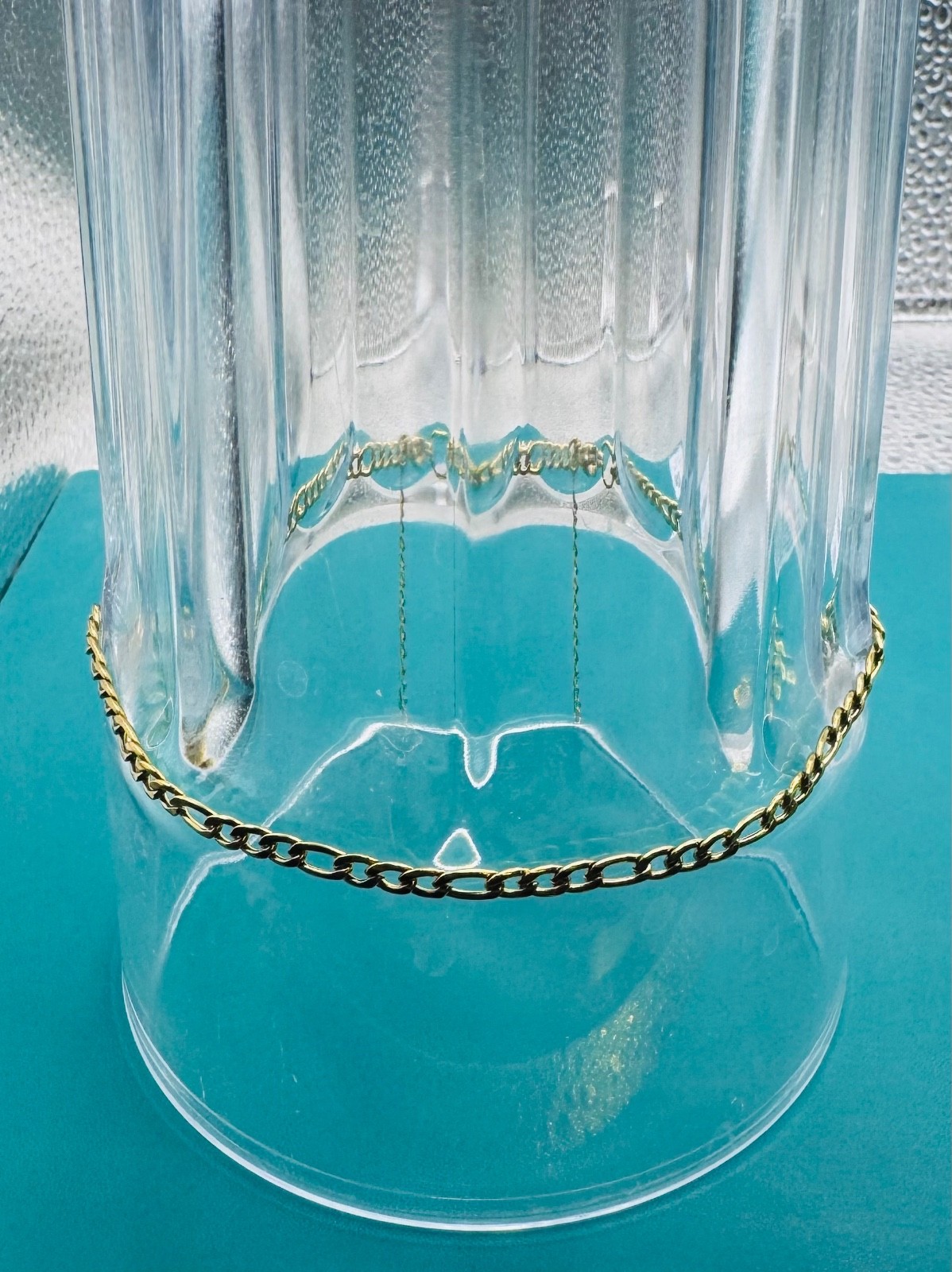 Figaro Link Anklet ~10-11” New 18k Gold over Stainless Steel Waterproof
