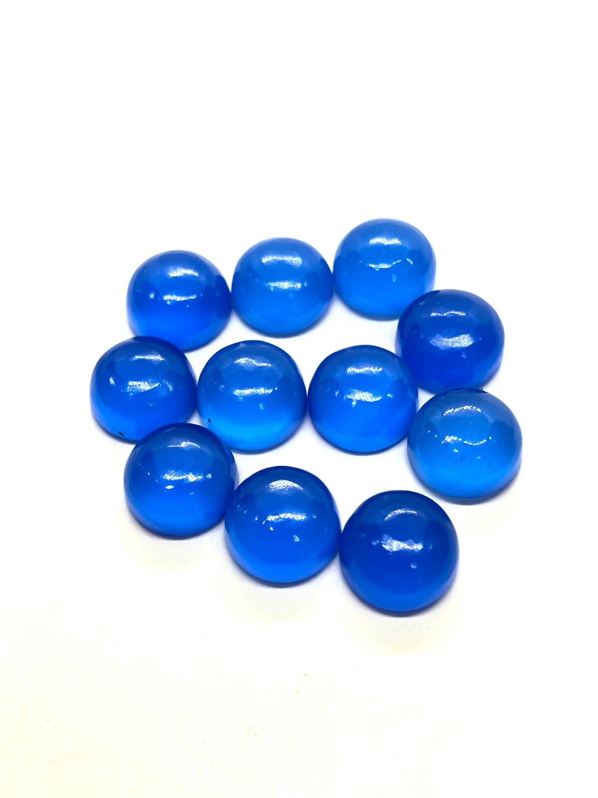Round Flat Back Blue Chalcedony AAA Natural Loose Gemstone For Making Jewelry