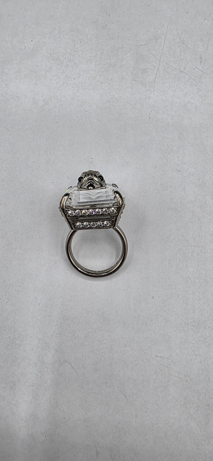Kurt Geiger London Tone Crystal Eagle Head Statement Cocktail Ring Size 8
