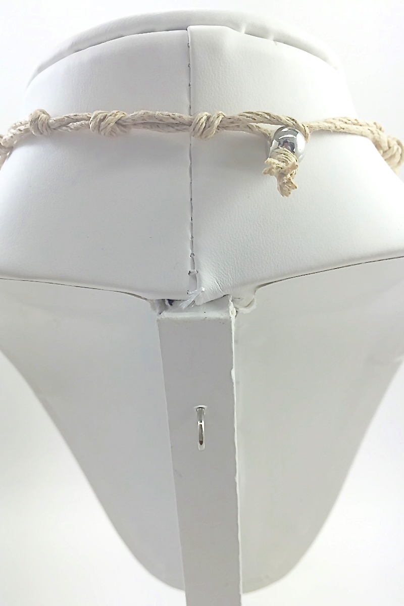 Hemp Necklace with Skull Charm Surfer Style Adjustable 14″, 16″, or 18 inches